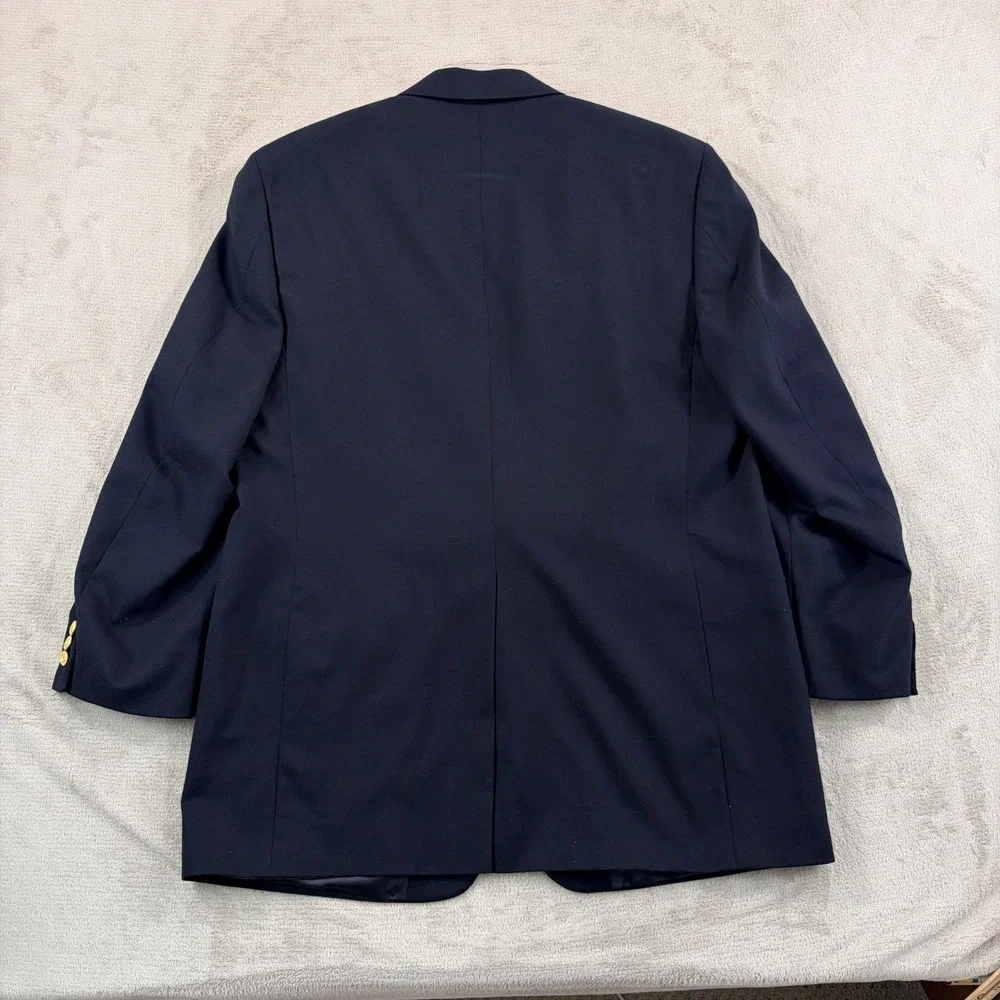 Vintage Brooks Brothers Brooksease Navy Hopsack Gold Button Blazer 44L Made USA